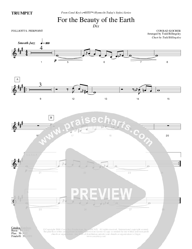 For The Beauty Of The Earth Trumpet (Todd Billingsley)