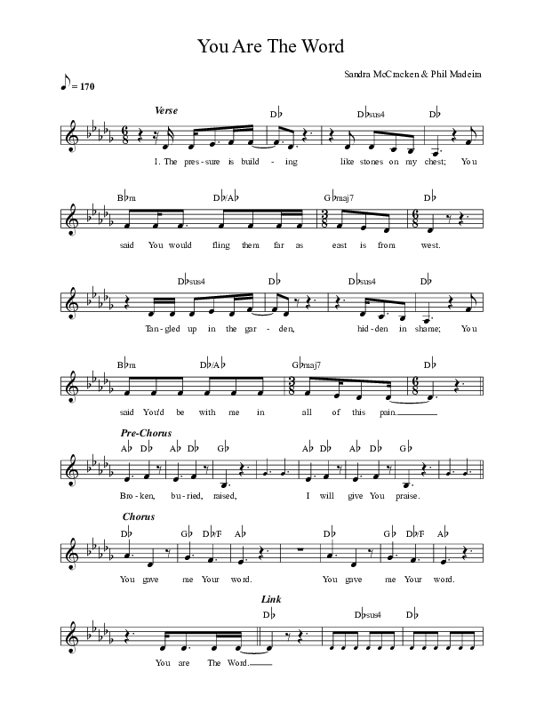 You Are The Word Lead Sheet (Sandra McCracken)