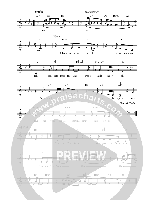 You Are The Word Lead Sheet (Sandra McCracken)