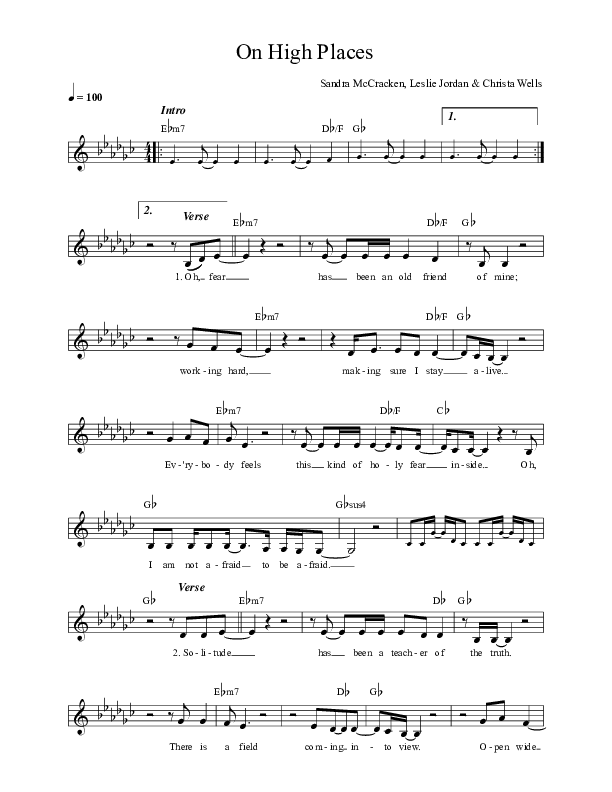 On High Places Lead Sheet (Sandra McCracken)