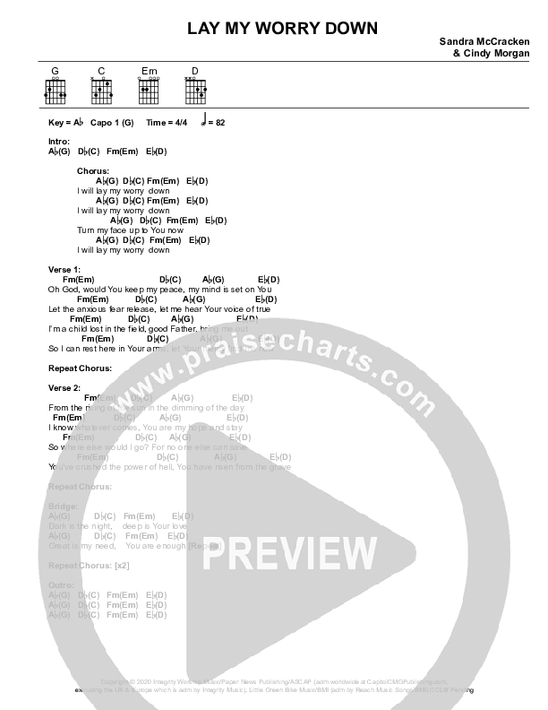 Lay My Worry Down Chords & Lyrics (Sandra McCracken)