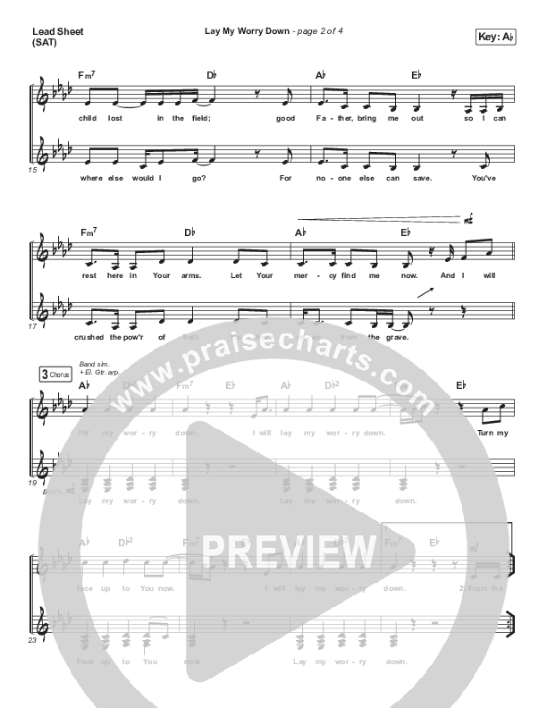 Lay My Worry Down Lead Sheet (SAT) (Sandra McCracken)