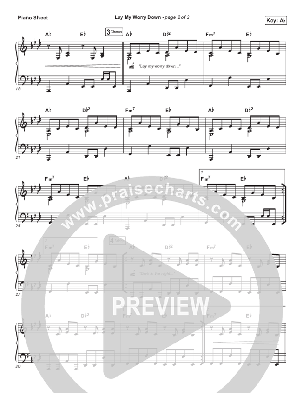 Lay My Worry Down Piano Sheet (Sandra McCracken)