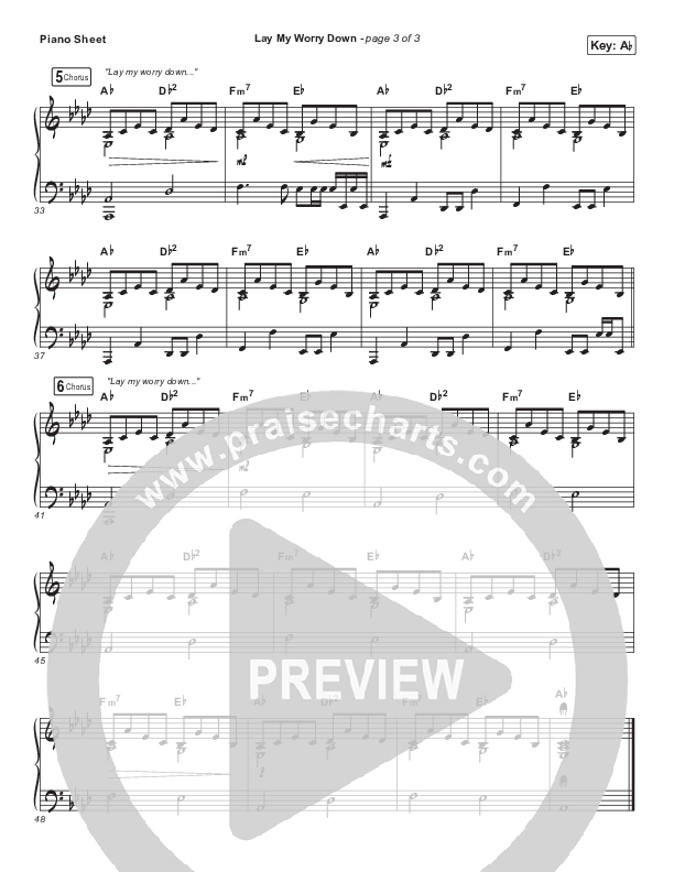 Lay My Worry Down Piano Sheet (Sandra McCracken)