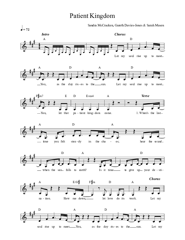 Patient Kingdom Lead Sheet (Sandra McCracken)