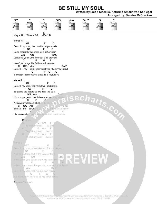 Be Still My Soul Chords & Lyrics (Sandra McCracken)