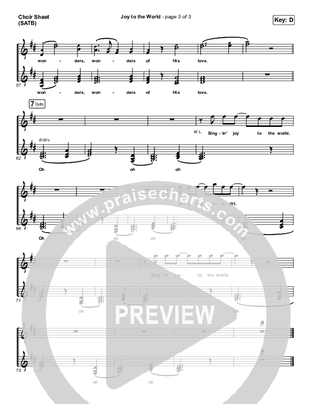 Joy To The World Choir Sheet (SATB) (for KING & COUNTRY)