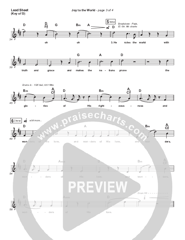 Joy To The World Lead Sheet (Melody) (for KING & COUNTRY)