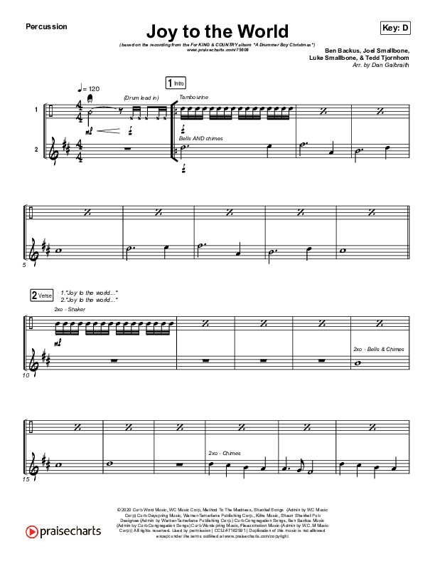Joy To The World Percussion (for KING & COUNTRY)