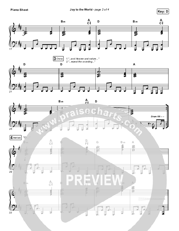 Joy To The World Piano Sheet (for KING & COUNTRY)