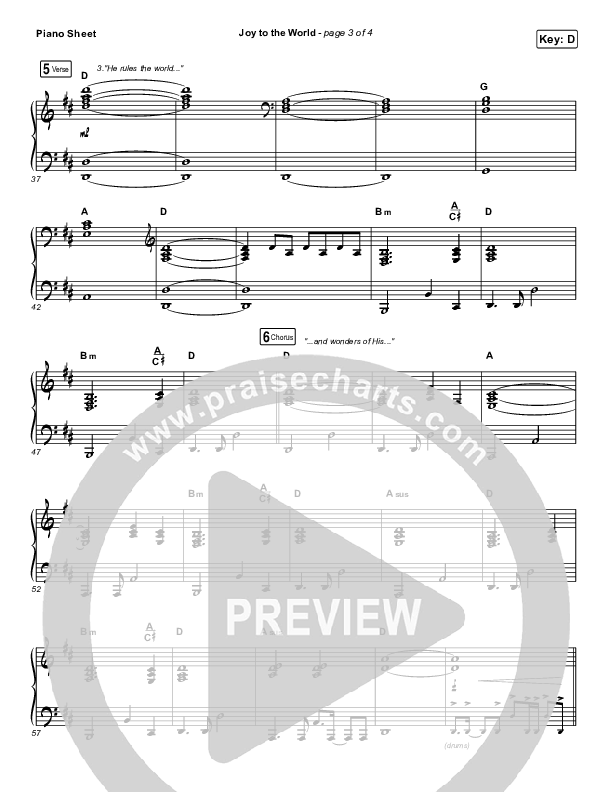Joy To The World Piano Sheet (for KING & COUNTRY)