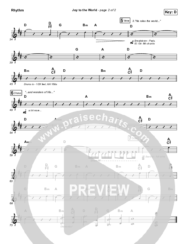 Joy To The World Rhythm Chart (for KING & COUNTRY)