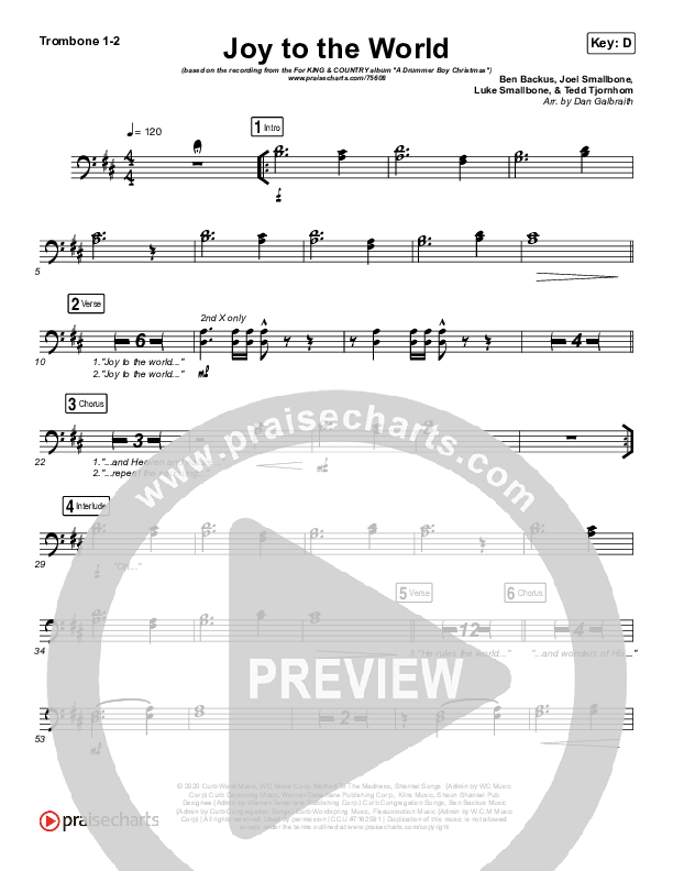 Joy To The World Trombone 1/2 (for KING & COUNTRY)