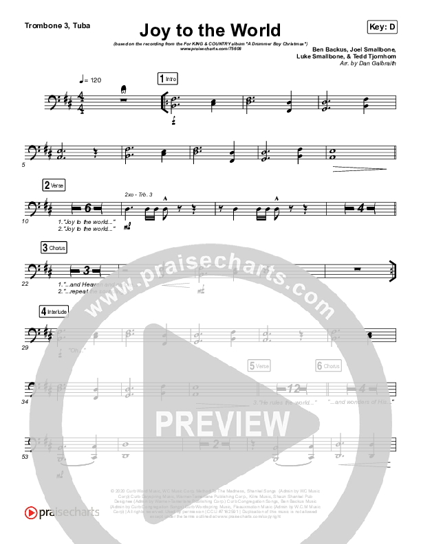 Joy To The World Trombone 3/Tuba (for KING & COUNTRY)
