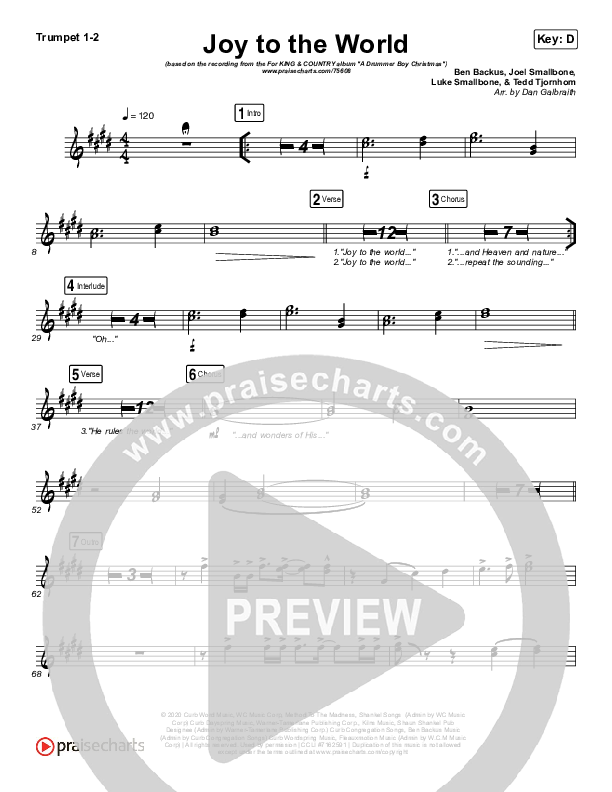 Joy To The World Trumpet 1,2 (for KING & COUNTRY)