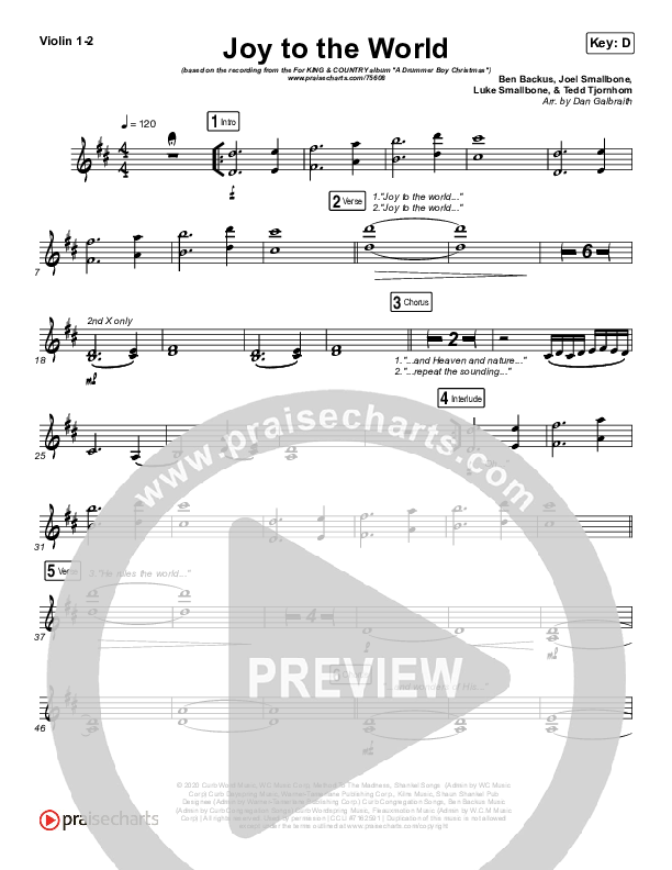 Joy To The World Violin 1/2 (for KING & COUNTRY)