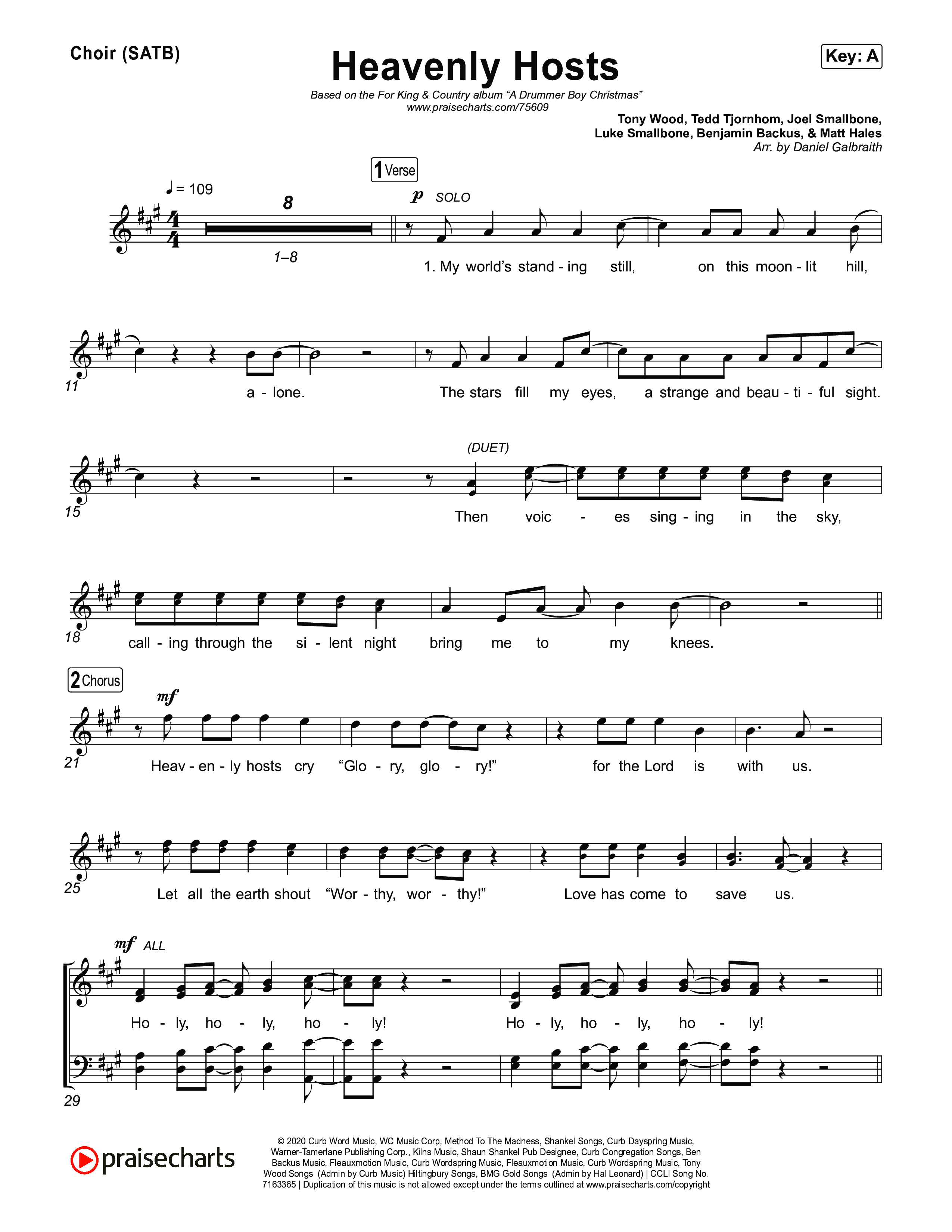 Heavenly Hosts Choir Sheet (SATB) (for KING & COUNTRY)
