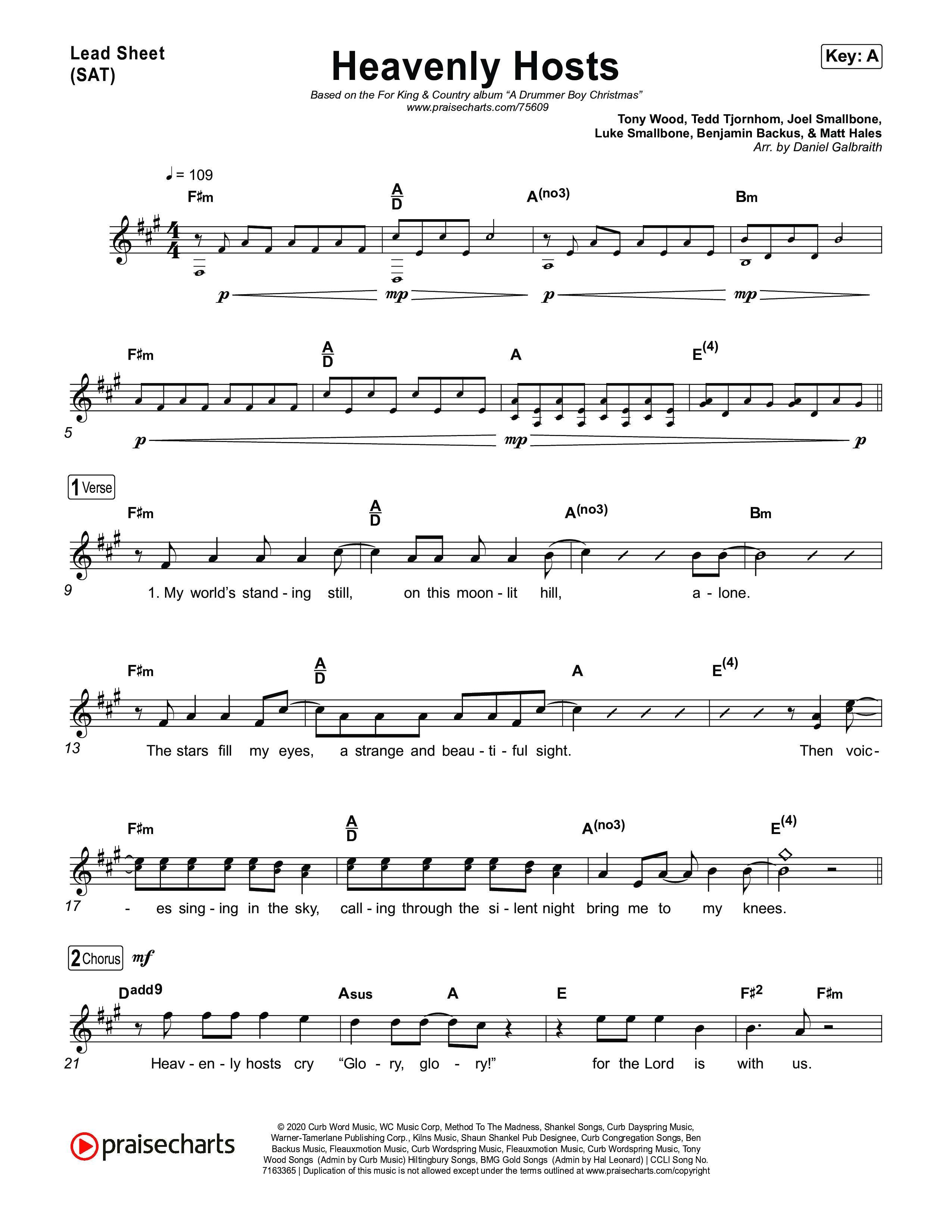 Heavenly Hosts Lead Sheet (SAT) (for KING & COUNTRY)