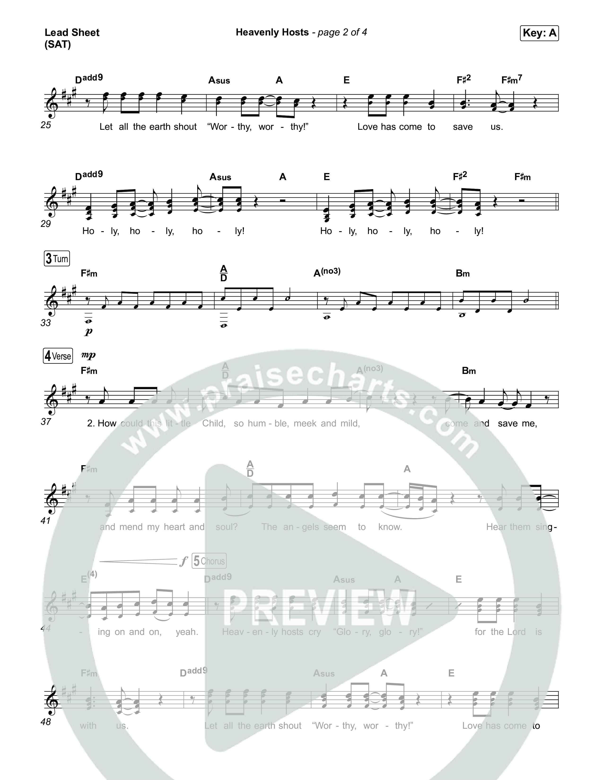 Heavenly Hosts Lead Sheet (SAT) (for KING & COUNTRY)