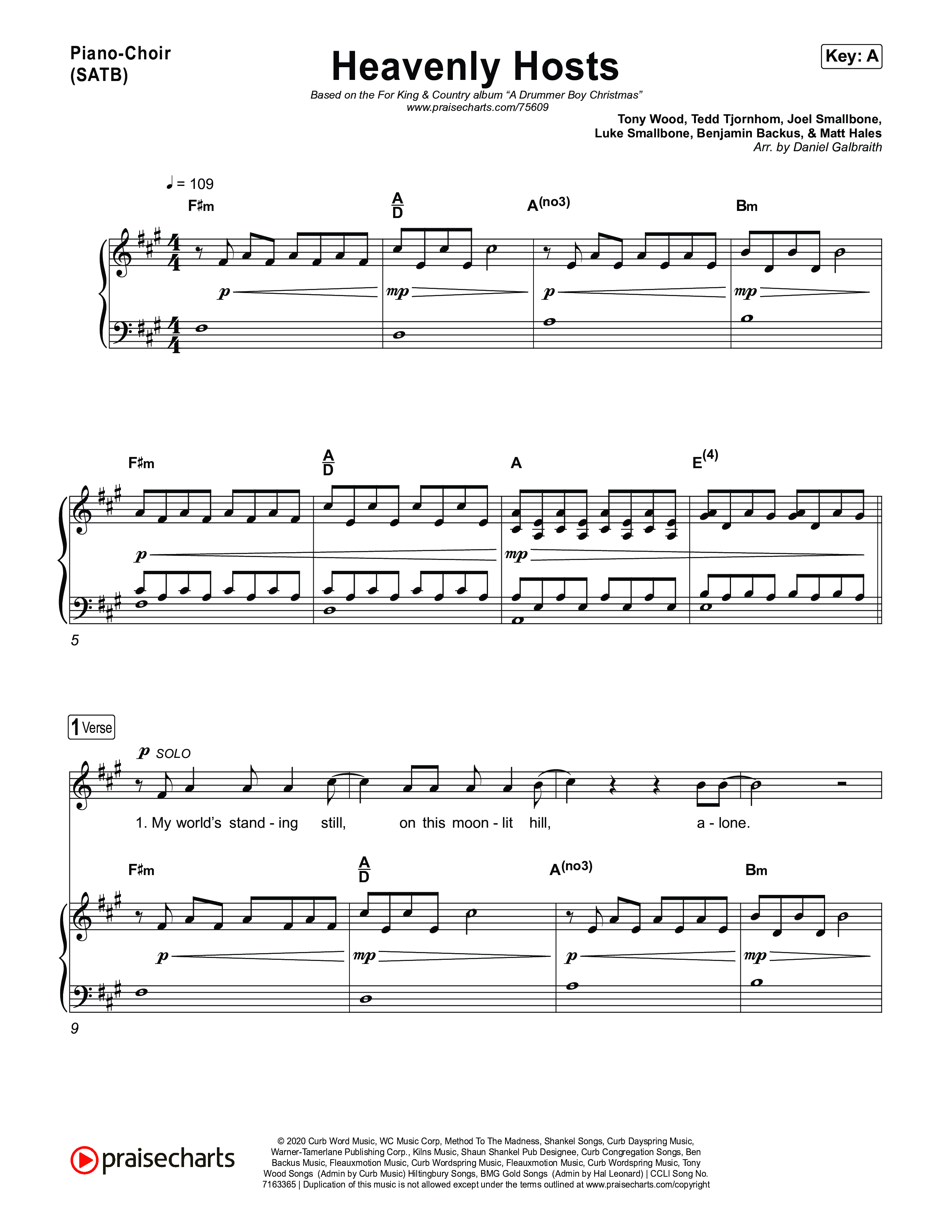 Heavenly Hosts Piano/Vocal Pack (for KING & COUNTRY)