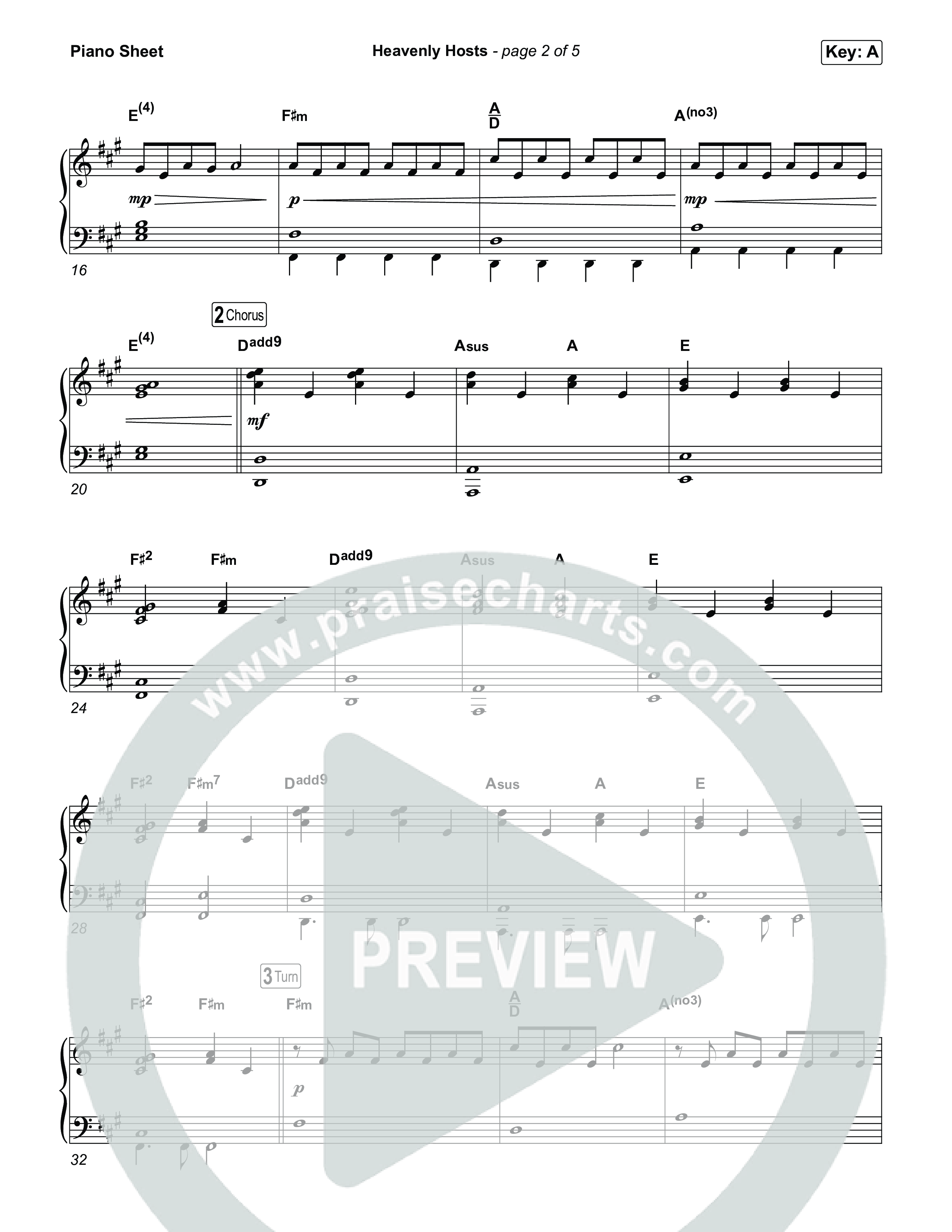 Heavenly Hosts Piano Sheet (for KING & COUNTRY)