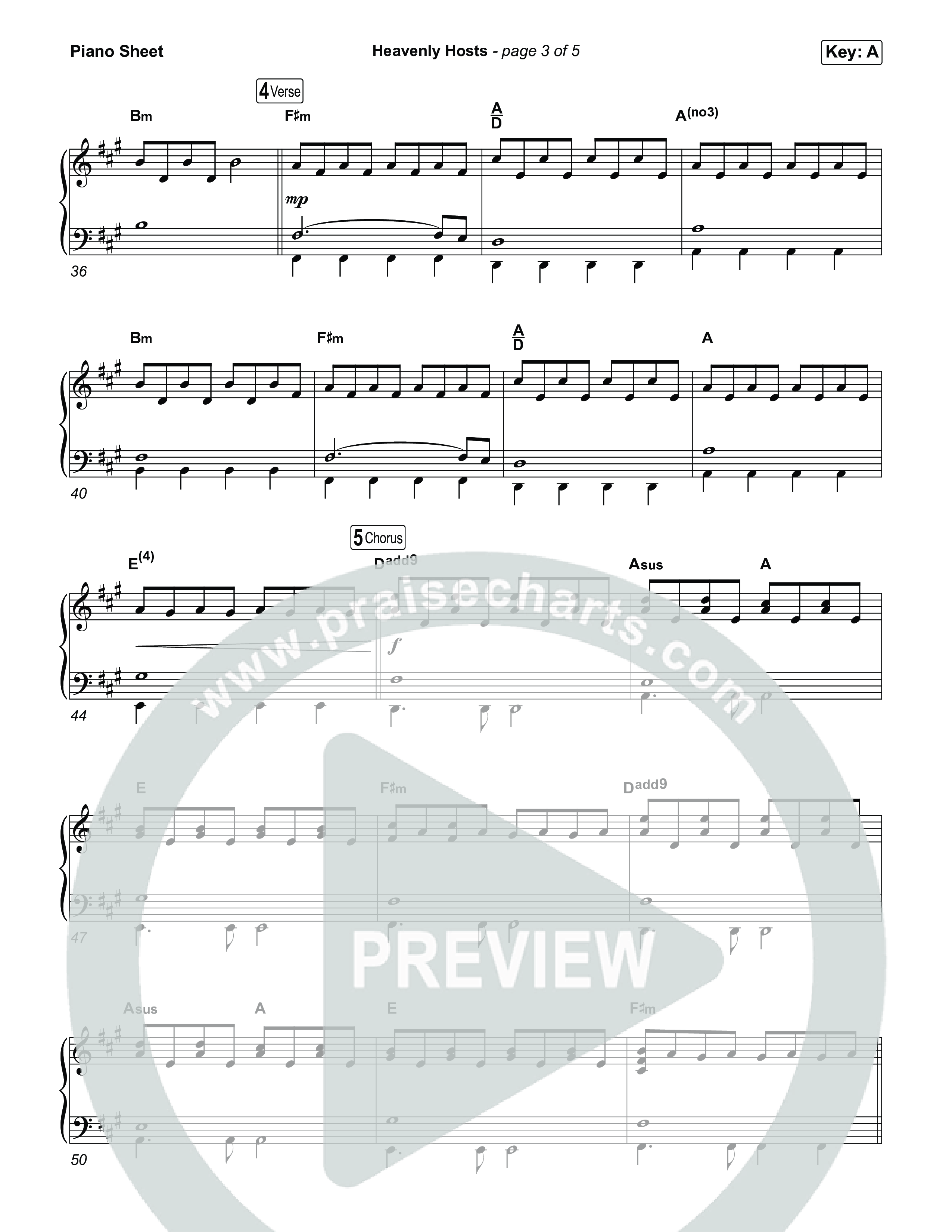 Heavenly Hosts Piano Sheet (for KING & COUNTRY)