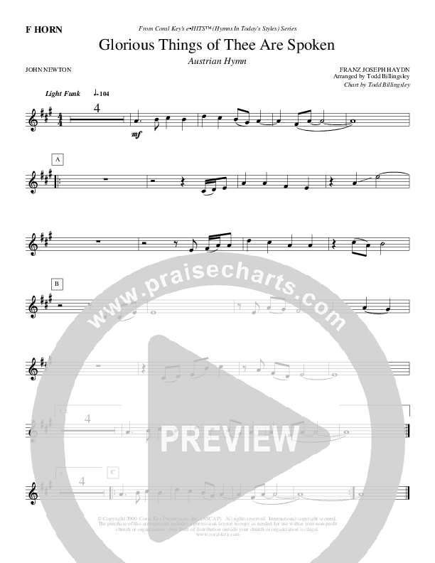 Glorious Things Of Thee Are Spoken French Horn (Todd Billingsley)