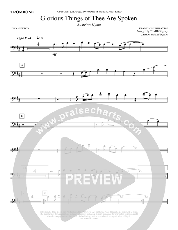 Glorious Things Of Thee Are Spoken Trombone (Todd Billingsley)