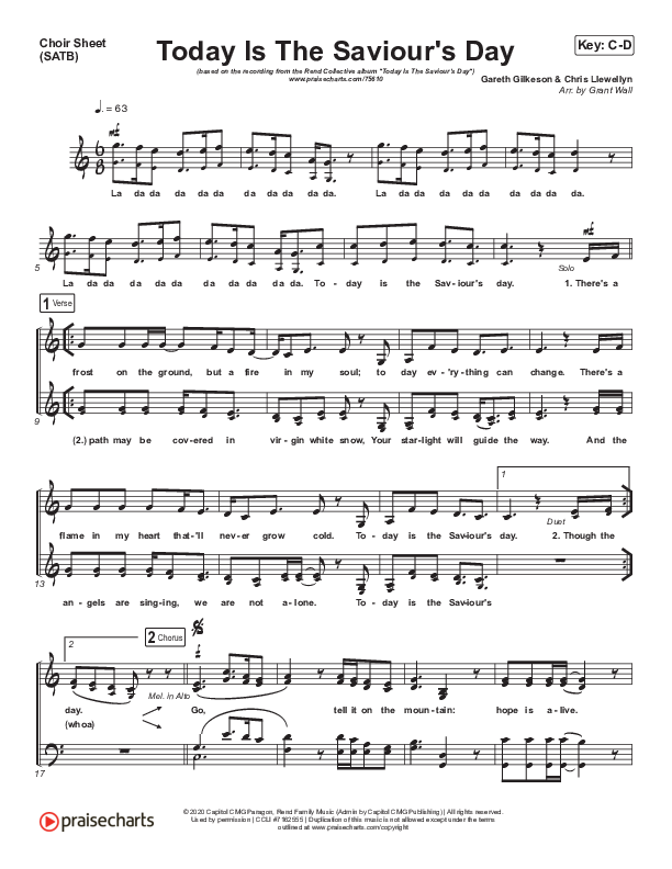 Today Is The Saviour's Day Choir Sheet (SATB) (Rend Collective)
