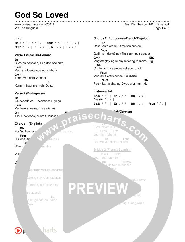 God So Loved (World Edition) Chords & Lyrics (We The Kingdom)