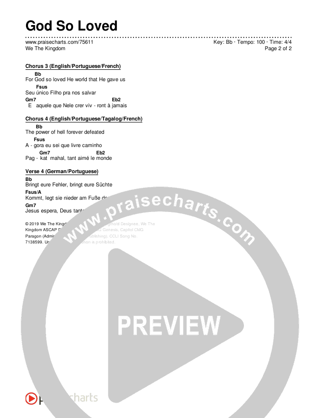 God So Loved (World Edition) Chords & Lyrics (We The Kingdom)