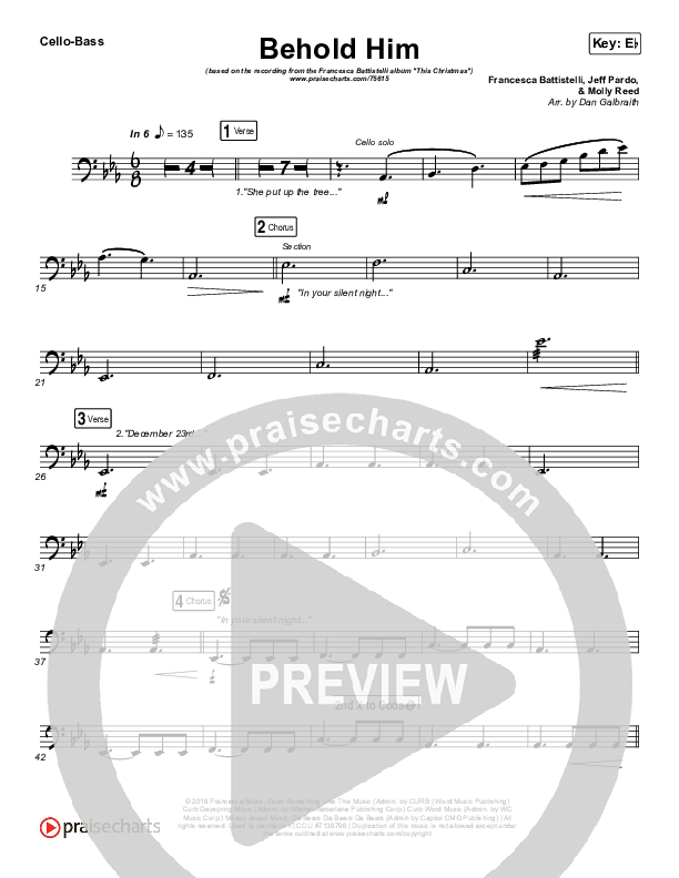 Behold Him Cello/Bass (Francesca Battistelli)