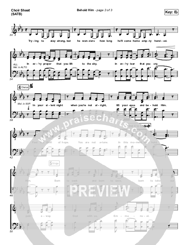 Behold Him Choir Sheet (SATB) (Francesca Battistelli)