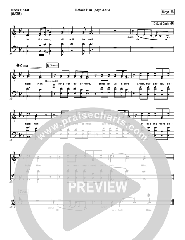 Behold Him Choir Sheet (SATB) (Francesca Battistelli)