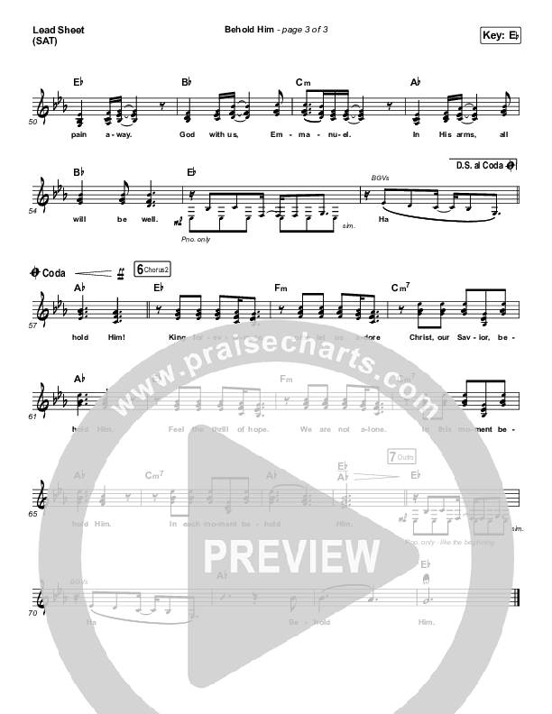 Behold Him Lead Sheet (SAT) (Francesca Battistelli)