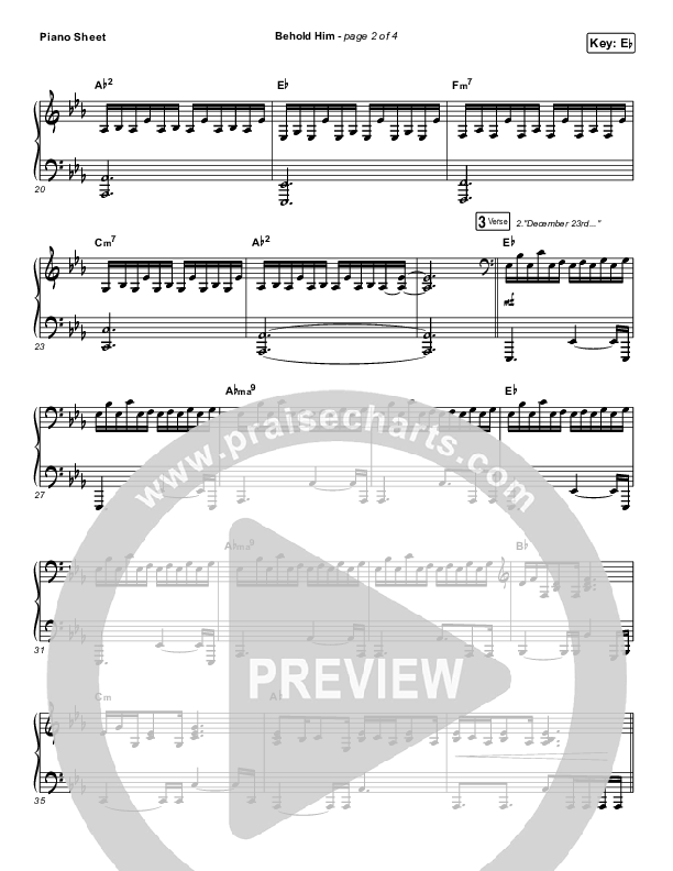 Behold Him Piano Sheet (Francesca Battistelli)