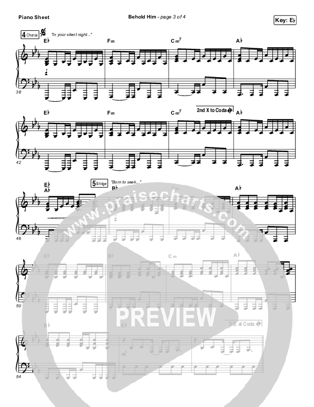 Behold Him Piano Sheet (Francesca Battistelli)