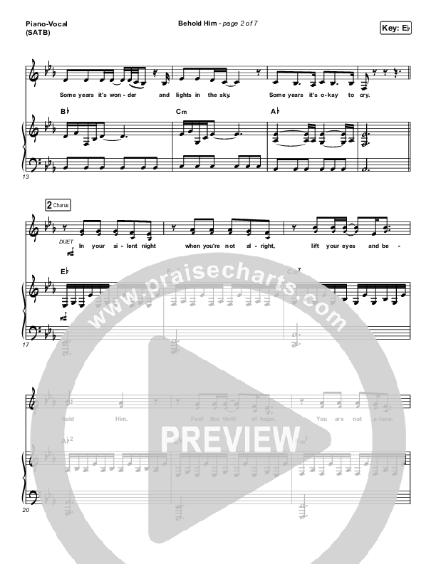 Behold Him Piano/Vocal Pack (Francesca Battistelli)