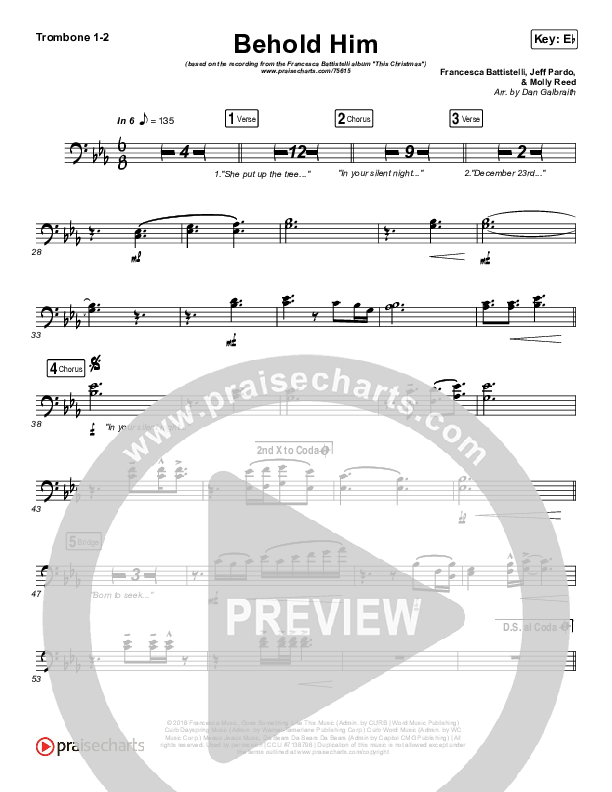 Behold Him Trombone 1/2 (Francesca Battistelli)