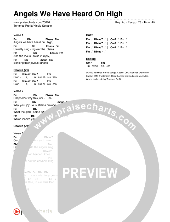 Angels We Have Heard On High Chords & Lyrics (Tommee Profitt / Nicole Serrano)