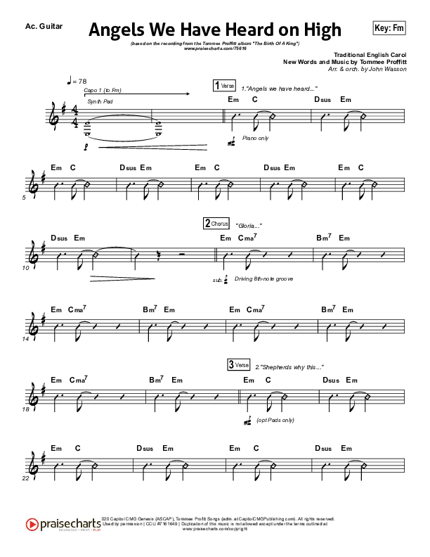 Angels We Have Heard On High Acoustic Guitar (Tommee Profitt / Nicole Serrano)