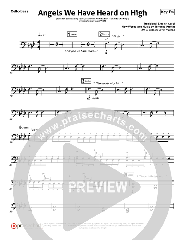 Angels We Have Heard On High Cello/Bass (Tommee Profitt / Nicole Serrano)