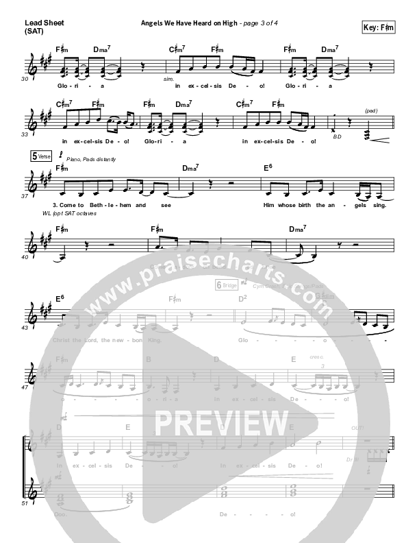 Angels We Have Heard On High Lead Sheet (SAT) (Tommee Profitt / Nicole Serrano)