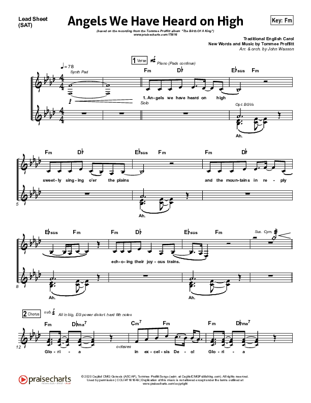 Angels We Have Heard On High Lead Sheet (SAT) (Tommee Profitt / Nicole Serrano)