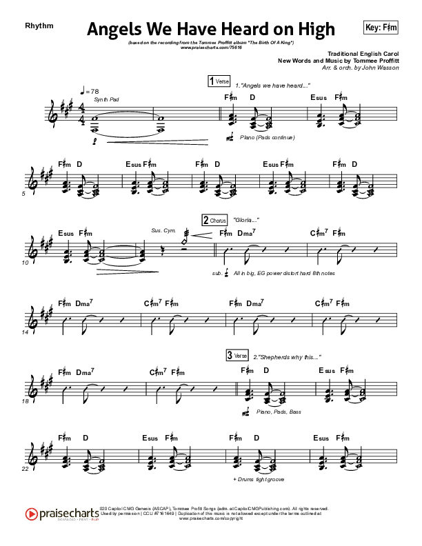 Angels We Have Heard On High Rhythm Chart (Tommee Profitt / Nicole Serrano)