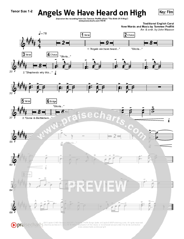 Angels We Have Heard On High Tenor Sax 1/2 (Tommee Profitt / Nicole Serrano)