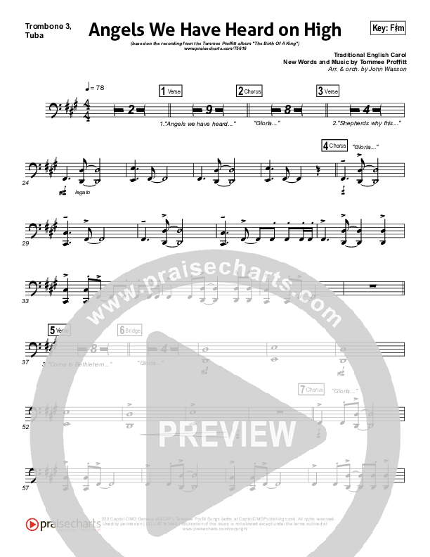 Angels We Have Heard On High Trombone 3/Tuba (Tommee Profitt / Nicole Serrano)