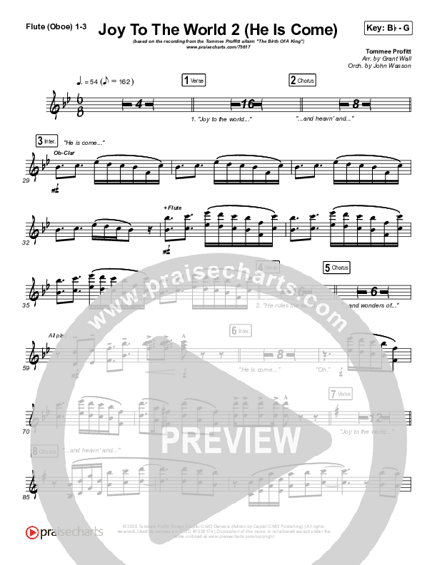 Joy To The World 2 (He Is Come) Flute/Oboe 1/2/3 (Tommee Profitt / Clark Beckham)