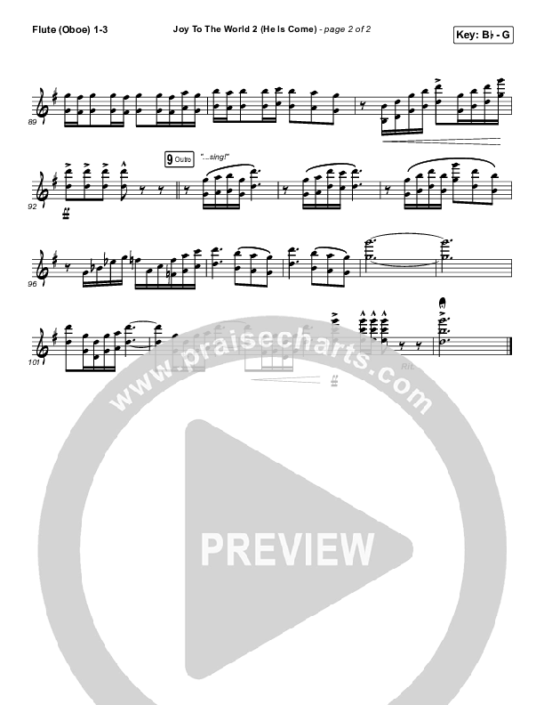 Joy To The World 2 (He Is Come) Flute/Oboe 1/2/3 (Tommee Profitt / Clark Beckham)