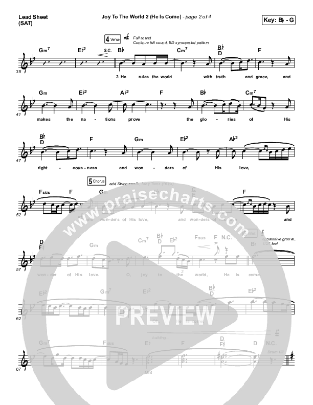 Joy To The World 2 (He Is Come) Lead Sheet (SAT) (Tommee Profitt / Clark Beckham)